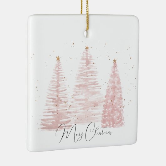 Roos gouden kerstbomen keramisch ornament (Rechts)