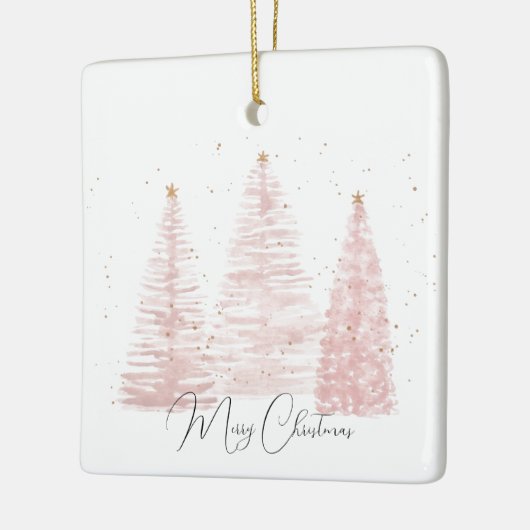 Roos gouden kerstbomen keramisch ornament (Links)