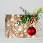 Roos gouden kerstbomen Ornament Folie Uitnodiging (Staand Voorkant)