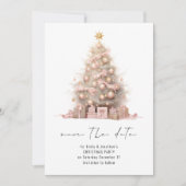 Roos Gouden Kerstboom Bewaar de Datum Kaart (Voorkant)