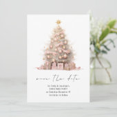 Roos Gouden Kerstboom Bewaar de Datum Kaart (Staand voorkant)