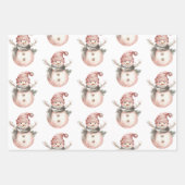 Roos Gouden Kerstboom Candy Canes Snowman Inpakpapier Vel (Voorkant 3)
