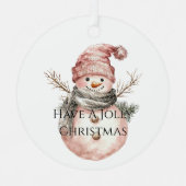 Roos Gouden Kerstboom Candy Canes Snowman Metalen Ornament (Voorkant)