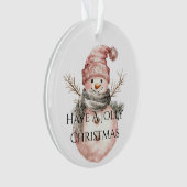 Roos Gouden Kerstboom Candy Canes Snowman Ornament (voorkant)
