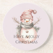 Roos Gouden Kerstboom Candy Canes Snowman Zandsteen Onderzetter (Voorkant)