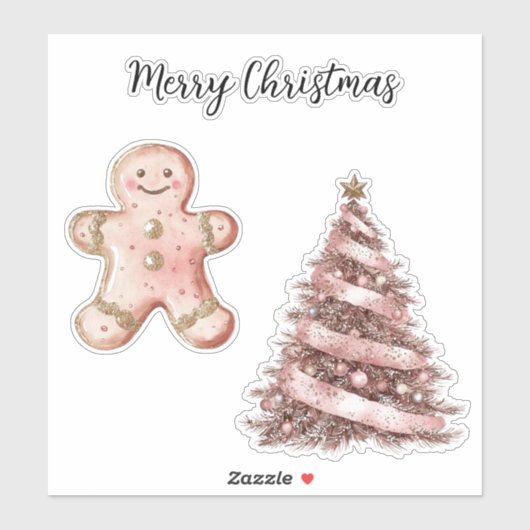 Roos Gouden Kerstboom Gingerbread Cookie Sticker (Vel)