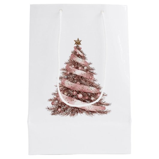 Roos gouden kerstboom medium cadeauzakje (Achterkant)