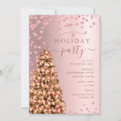 Roos Gouden Kerstboom Winter Bedrijfsvakantie Kaart (Voorkant)