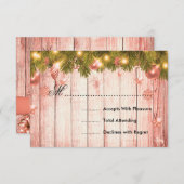 Roos Gouden Kerstbruiloft RSVP Tree & Ribbon (Voorkant / Achterkant)