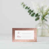 Roos gouden kerstcadekaart visitekaartje (Staand voorkant)