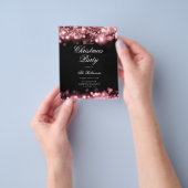 Roos Gouden Kerstverlichting Uitnodigen Programma Flyer (Hand)