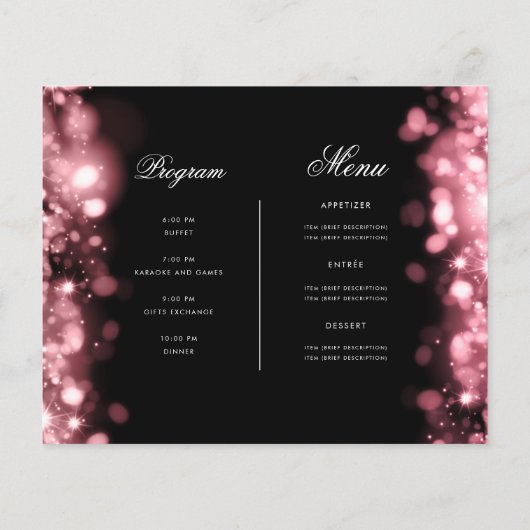 Roos Gouden Kerstverlichting Uitnodigen Programma  Flyer (Achterkant)