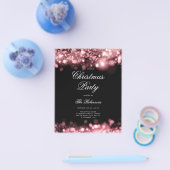 Roos Gouden Kerstverlichting Uitnodigen Programma Flyer (Enkel)