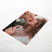 Roos gouden klassieke kalligrafieffoto WE DOEN NOG Folie Uitnodiging (Gedraaid)