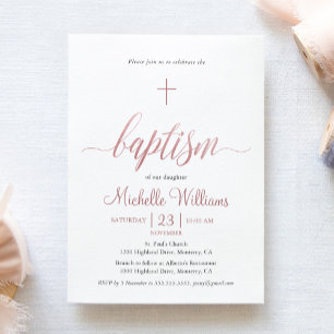 Roos Gouden Kleur Kalligrafie Doop Kaart