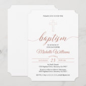 Roos Gouden Kleur Kalligrafie Doop Kaart (Voorkant / Achterkant)