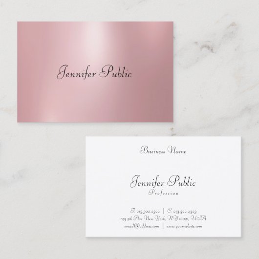 Roos Gouden Kleur Modern Handgeschreven Leuke Sjab Visitekaartje (Voorkant / Achterkant)