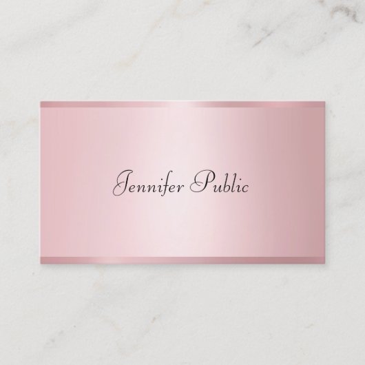 Roos Gouden Kleur Modern Handgeschreven Schattige  Visitekaartje (Voorkant)