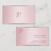 Roos Gouden Kleur Modern Minimalistisch Monogramme Visitekaartje (Voorkant / Achterkant)