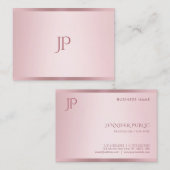 Roos Gouden Kleur Modern Monogram Eenvoudige Sjabl Visitekaartje (Voorkant / Achterkant)