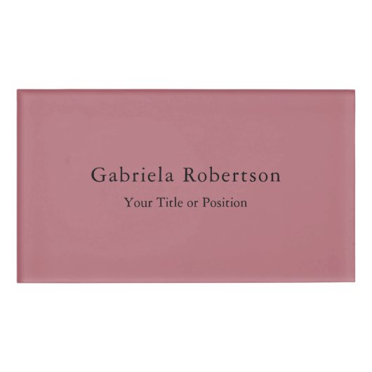 Roos Gouden Kleur Professioneel Trendy Modern Plai Naambadge (Voorkant)