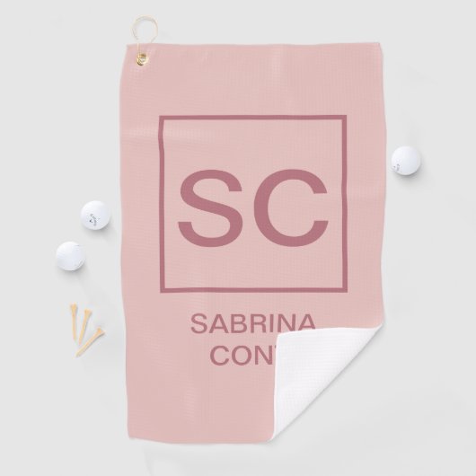 Roos gouden kleur professionele eenvoudige monogra golfhanddoek (Insitu)