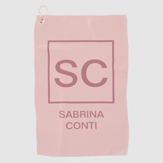 Roos gouden kleur professionele eenvoudige monogra golfhanddoek (Voorkant)