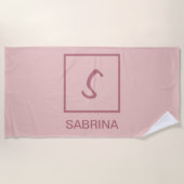 Roos gouden kleur professionele eenvoudige monogra strandlaken (Voorkant)