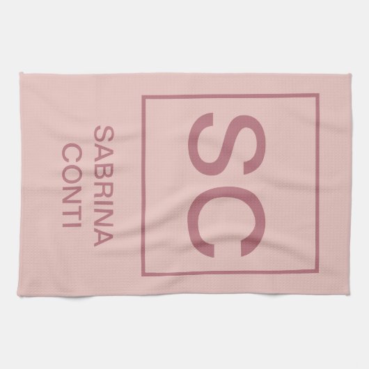 Roos gouden kleur professionele eenvoudige monogra theedoek (Horizontaal)