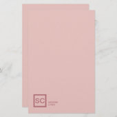 Roos gouden kleur professionele girly monogram naa briefpapier (Voorkant / Achterkant)