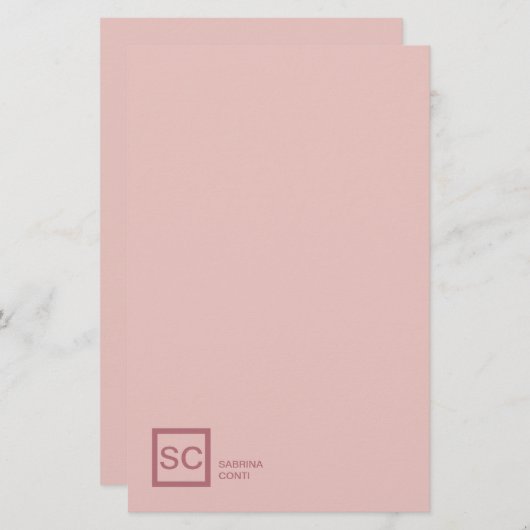 Roos gouden kleur professionele girly monogram naa briefpapier (Voorkant / Achterkant)