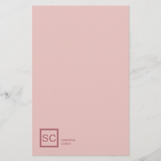 Roos gouden kleur professionele girly monogram naa briefpapier (Voorkant)