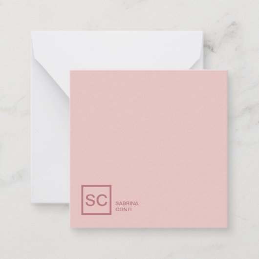 Roos gouden kleur professionele girly monogram naa notitiekaartje (Voorkant)