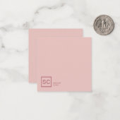 Roos gouden kleur professionele girly monogram naa notitiekaartje (Voorkant / Achterkant in situ)