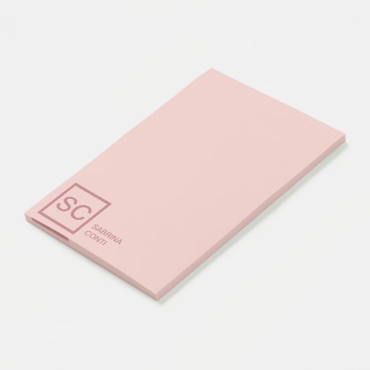 Roos gouden kleur professionele girly monogram naa post-it® notes (Schuin)