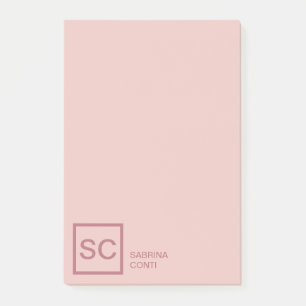 Roos gouden kleur professionele girly monogram naa post-it® notes