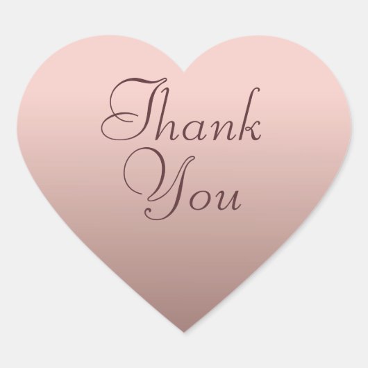 Roos gouden kleur Sjabloon dank u tekst elegant Hart Sticker (Voorkant)