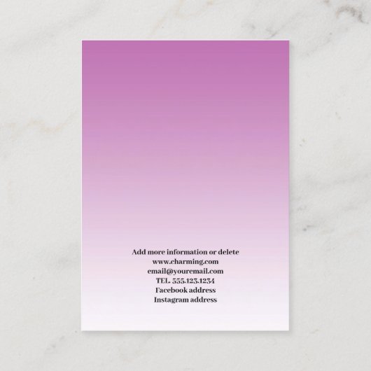 Roos Gouden Kleuren  Meisje Gezicht Oorbel Kaarten Visitekaartje (Achterkant)