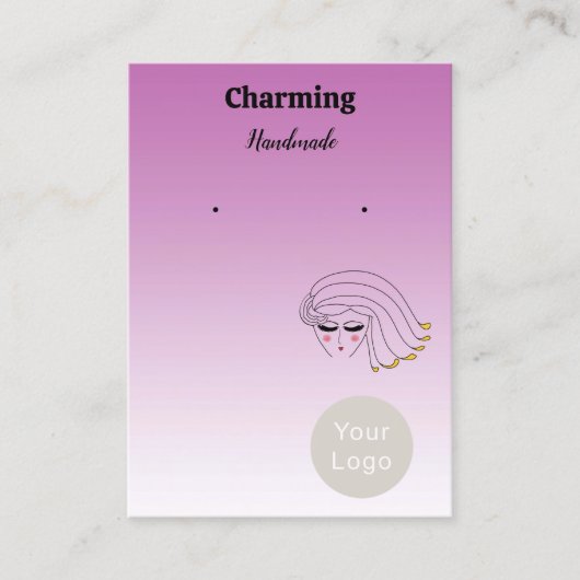 Roos Gouden Kleuren  Meisje Gezicht Oorbel Kaarten Visitekaartje (Voorkant)