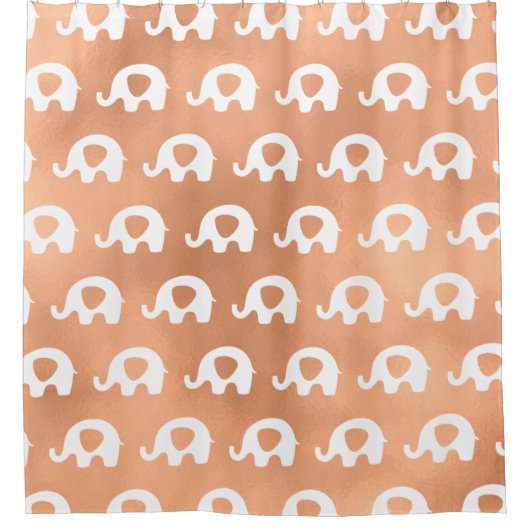 Roos gouden koperen witte olifanten minimaal douchegordijn (Voorkant)