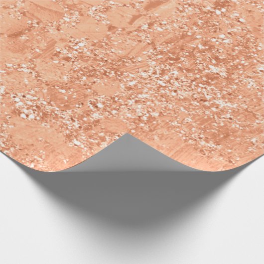 Roos gouden koraal Abstract glitter perzik bruids  Cadeaupapier (Hoek)