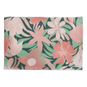 Roos Gouden Koraal Groene Bloembladeren Monogram Kussensloop (Achterkant)