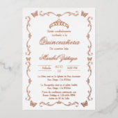 Roos gouden krans Quinceanera uitnodiging (Voorkant)