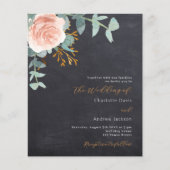 Roos gouden krijtbord QR budget bruiloft uitnodigi (Voorkant)