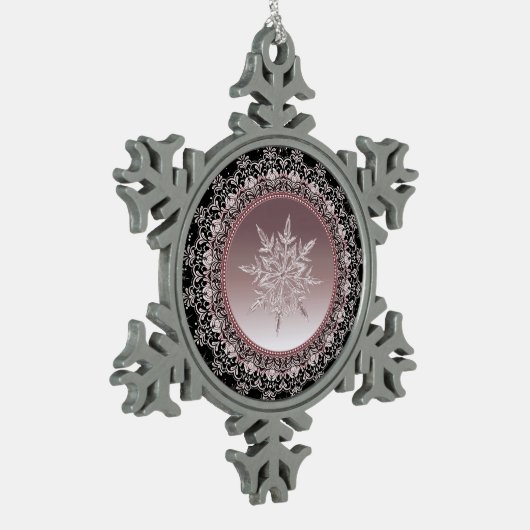 Roos Gouden Kristal Sneeuwvlok Pewter Ornament (Links)