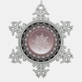 Roos Gouden Kristal Sneeuwvlok Pewter Ornament