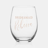 Roos gouden kroon krans monogram bruiloft gunst wijnglas zonder voet (Achterkant)