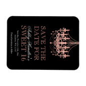 Roos Gouden Kroonluchter Sweet 16 Save the Date Magneet (Horizontaal)