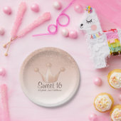 Roos gouden kroonzoet 16 papier Bord (Feest)