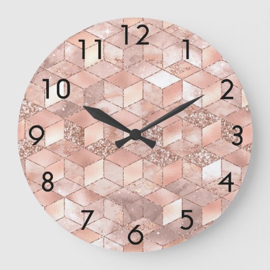 Roos gouden kubus grote klok (Voorkant)